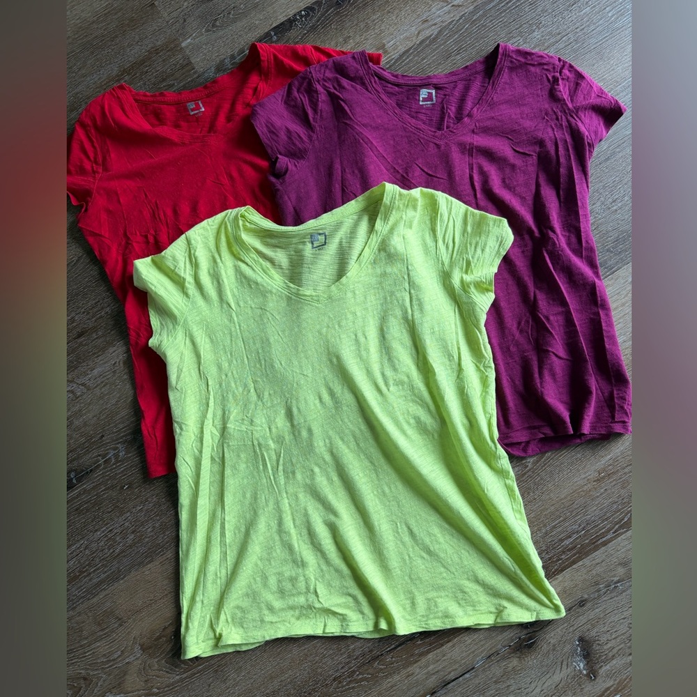 jcpenney Women's Short Sleeve V-Neck Tees - Neon Yellow, Red, Berry